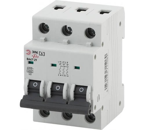 Выключатель автоматический трехполюсный Pro NO-900-50 ВА47-29 3P 63А кривая C  Б0031782  ЭРА