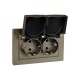 BRITE Розетка 2-ая с крышкой 16А в сб IP44 РСбш12-3-44-БрШ шампань  BR-R26-16-44-K37-F  IEK