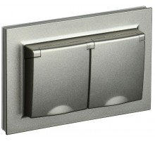 BRITE Розетка 2-ая с крышкой 16А в сб IP44 РСбш12-3-44-БрШ шампань  BR-R26-16-44-K37-F  IEK