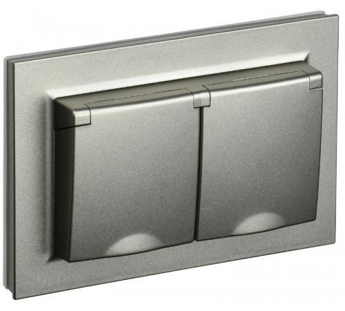 BRITE Розетка 2-ая с крышкой 16А в сб IP44 РСбш12-3-44-БрШ шампань  BR-R26-16-44-K37-F  IEK