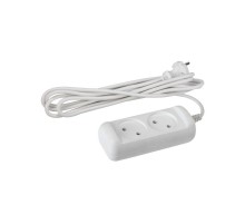 Удлинитель электрический   UX(6)-2-3m без заземления 2 розетки 3м ПВС 2x0,75мм2 6А белый  Б0038565  ЭРА