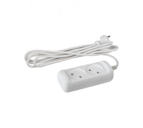 Удлинитель электрический   UX(6)-2-3m без заземления 2 розетки 3м ПВС 2x0,75мм2 6А белый  Б0038565  ЭРА