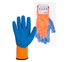 Перчатки плотной вязки акрил с латексным покрытием, "Рельеф", оранж., 10, 10 кл., 125 г, 1 пара,  SQ1016-0219  TDM