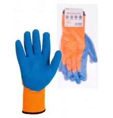 Перчатки плотной вязки акрил с латексным покрытием, "Рельеф", оранж., 10, 10 кл., 125 г, 1 пара,  SQ1016-0219  TDM