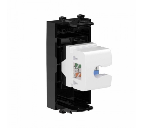 Компьютерная розетка RJ-45 без шторки модульная, кат.6А, "Avanti", "Черный квадрат", 1 модуль  4402671  DKC