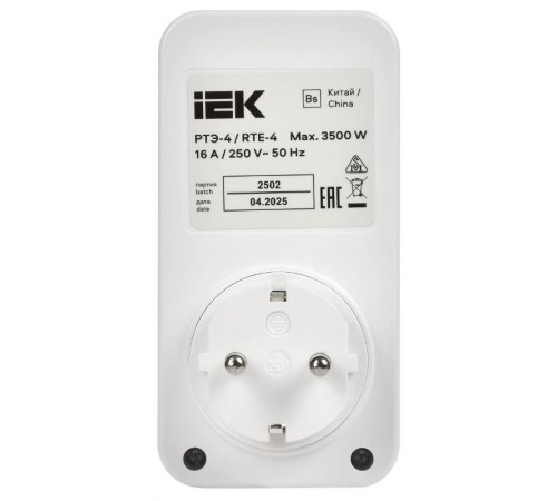 РТЭ-4 Розетка-таймер электр. с USB 15мин-8ч 16А IP20 бел  ERT12-1-16-O-15-2-20-K01  IEK