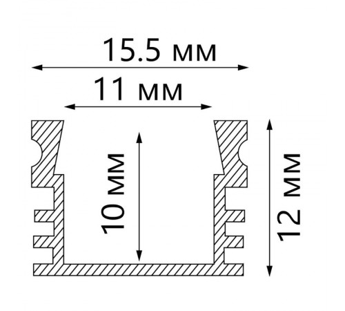 Профиль алюминиевый для светодиодной ленты накладной , серебро, CAB261  10266  Feron