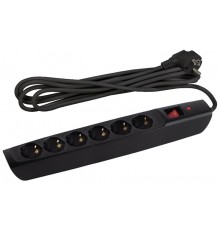 SFX-6es-2m-B Сет.фильтр (черный) с заземл, 10A, с выкл, 6гн, 2м (10/160)  Б0044024  ЭРА