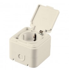 Розетка 1-местная с заземляющим контактом, с крышкой, 250В, 16А, IP44, PST16-21-44 (RA 16-211-БЖ), слоновая кость  49058  STEKKER