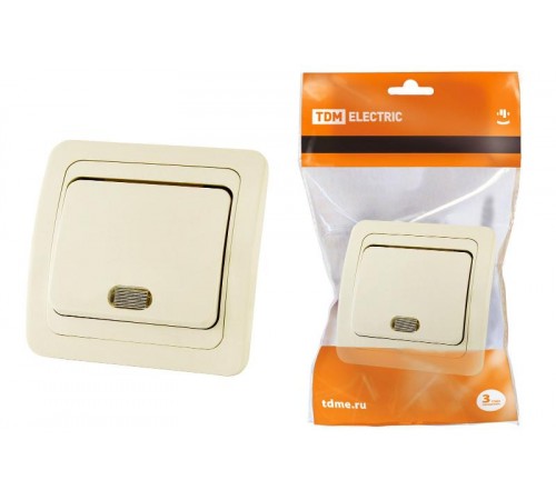 Выключатель 1-кл. с подсветкой 10А сл. кость "Валдай"  SQ1804-0104  TDM