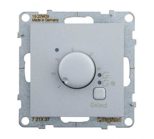 SUNO Термостат для теплых полов с датчиком.16А 250В. Винтовые зажимы. Цвет "Алюминий"  721337  Legrand