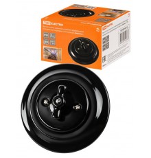 Выключатель скрытой установки фарфоровый поворотный перекрёстный с ручкой (бантик) 10А черный "Болон  SQ1820-0215  TDM