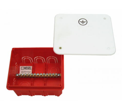 Коробка уравнения потенциалов 120х100х60 (ниша)  д/сплош стен, 13зажимов, 12 вводов, внутр разм 112x92x58,5 мм IP20  КУП1102-И  HEGEL