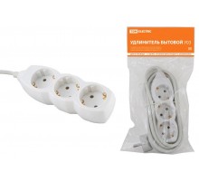 Удлинитель  бытовой У03  3 гнезда, 1,5метра, с заземлением, ПВС 3х1мм2  16А/250В   SQ1303-0000  TDM