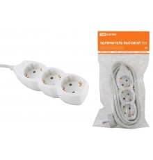 Удлинитель  бытовой У03  3 гнезда, 1,5метра, с заземлением, ПВС 3х1мм2  16А/250В   SQ1303-0000  TDM