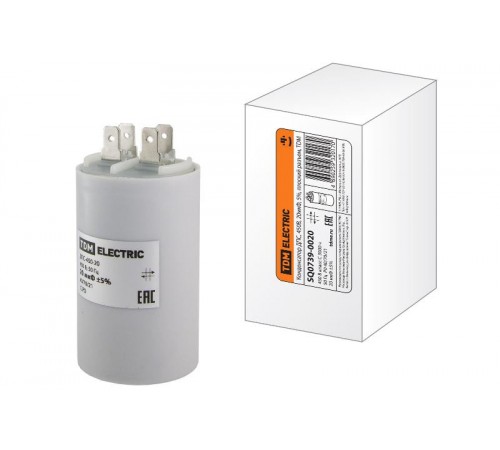 Конденсатор ДПС, 450В, 20мкФ, 5%, плоский разъем  SQ0739-0020  TDM