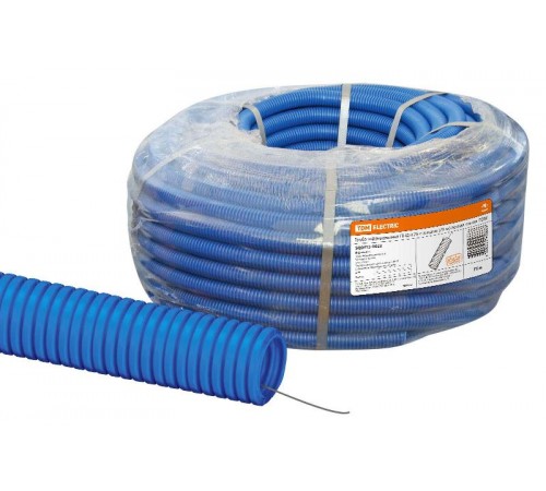 Труба гофрированная ПНД d 25 с зондом (75 м) легкая синяя  SQ0413-0023  TDM