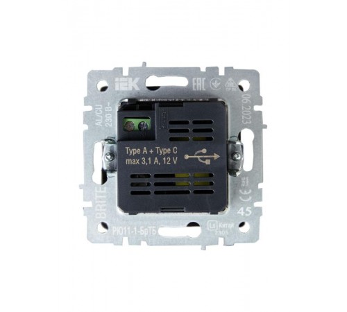 BRITE Розетка USB A+C 18Вт РЮ11-1-БрТБ темная бронза  BR-U22-018-K45  IEK