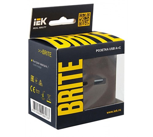 BRITE Розетка USB A+C 18Вт РЮ11-1-БрТБ темная бронза  BR-U22-018-K45  IEK