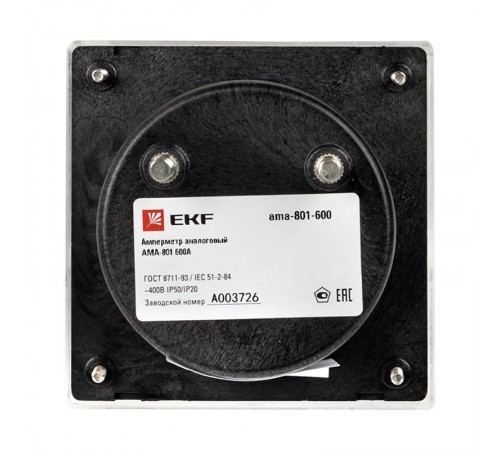 Амперметр AM-A801 аналоговый на панель 80х80 (круглый вырез) 600А трансформаторное подключение EKF PROxima  ama-801-600  EKF