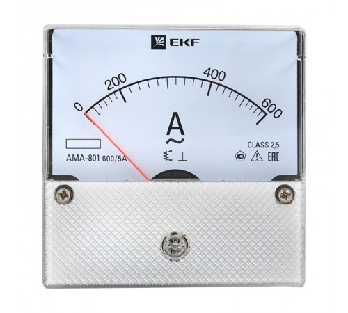 Амперметр AM-A801 аналоговый на панель 80х80 (круглый вырез) 600А трансформаторное подключение EKF PROxima  ama-801-600  EKF