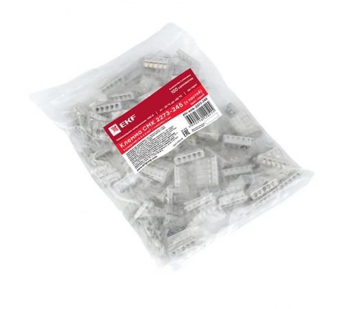 Строительно-монтажная клемма СМК 2273-245 (с пастой) 5 отверстий 0,5-2.5мм2 (100шт.) EKF PROxima  plc-smk-2273-245  EKF