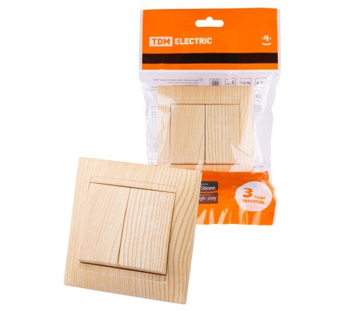 Выключатель 2-х кл. 10А сосна "Лама"  SQ1815-0302  TDM