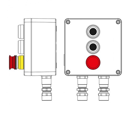 Взрывозащищенный пост управления из алюминия CPE-A-17-(2xP1B(11)-1xP3E(11))-2xKA2MHK(C)1Ex d e IIC Т5 Gb / Ex tb IIIC T95°C Db IP66  2201.171.22.11F 