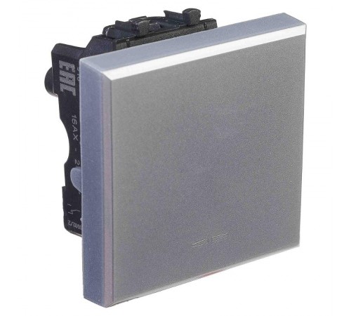 Переключатель одноклавишный модульный, "Avanti", "Закаленная сталь", 2модуля  4404112  DKC