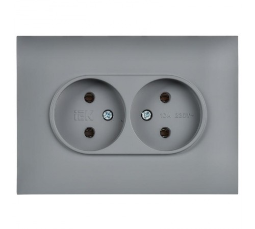 SKANDY Розетка 2-местная без з/к/ш 10А в сб. SK-R10Gr серый  SK-R20-10-K03-F  IEK