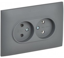 SKANDY Розетка 2-местная без з/к/ш 10А в сб. SK-R10Gr серый  SK-R20-10-K03-F  IEK