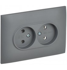 SKANDY Розетка 2-местная без з/к/ш 10А в сб. SK-R10Gr серый  SK-R20-10-K03-F  IEK