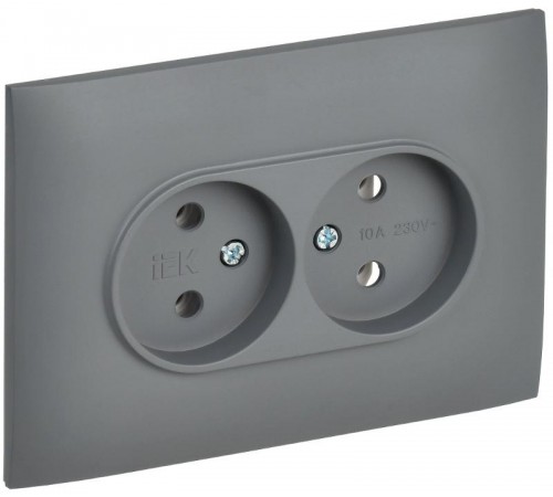 SKANDY Розетка 2-местная без з/к/ш 10А в сб. SK-R10Gr серый  SK-R20-10-K03-F  IEK