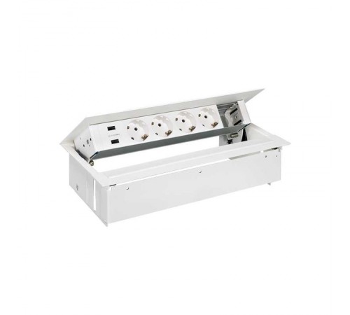 Врезной x6 розеточный блок, планка, 4x2P+E, 2xUSB з/у, 1 пустой модуль, белый, S400  45624000-130  Simon