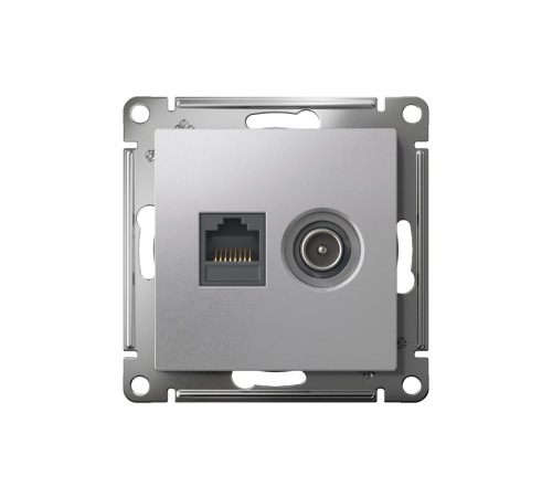 AtlasDesign Алюминий Розетка 2-ая комп+TV, RJ45+TV, кат.5E, механизм  ATN000389  SE