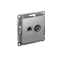 AtlasDesign Алюминий Розетка 2-ая комп+TV, RJ45+TV, кат.5E, механизм  ATN000389  SE