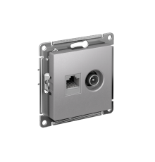 AtlasDesign Алюминий Розетка 2-ая комп+TV, RJ45+TV, кат.5E, механизм  ATN000389  SE