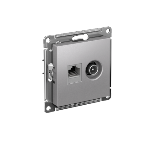 AtlasDesign Алюминий Розетка 2-ая комп+TV, RJ45+TV, кат.5E, механизм  ATN000389  SE