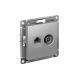 AtlasDesign Алюминий Розетка 2-ая комп+TV, RJ45+TV, кат.5E, механизм  ATN000389  SE