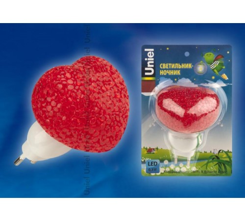 Светильник-ночник DTL-309-Сердечко/RED/1LED/01W выключатель на корпусе  10325  Uniel