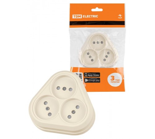 Розетка треугольная 2П открытой установки IP20 10А с защитными шторками сл. кость "Ладога"  SQ1801-0237  TDM