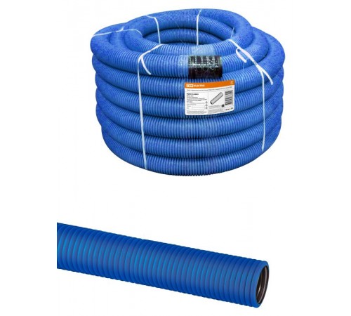 Труба гофрированная двустенная ПНД d 63 с зондом (50 м/уп.) синяя  SQ0413-6063  TDM
