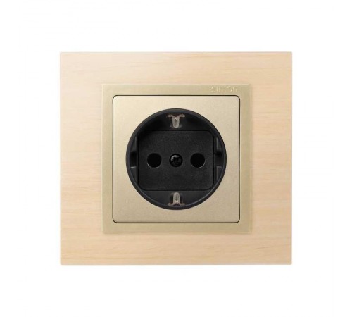 Simon 82 Накладка на розетку двухполюсную с заземляющим контактом, с защитными шторками, S82, S82N, шампань-г  82041-34  Simon