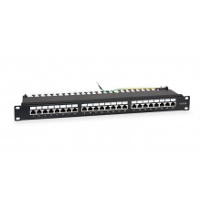 WR-PL-24-C5E-SH-D Патч-панель 19"(1U), 24 порта RJ-45 полностью экран.,, кат., 5e, Dual IDC, цвет  505210  WRLine