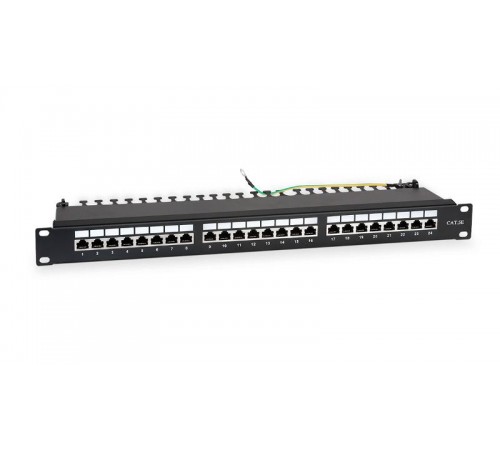 WR-PL-24-C5E-SH-D Патч-панель 19"(1U), 24 порта RJ-45 полностью экран.,, кат., 5e, Dual IDC, цвет  505210  WRLine
