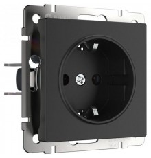 Розетка с заземлением и шторками (черный матовый) W1171108  a051622  WERKEL