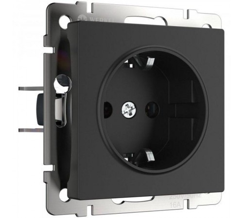 Розетка с заземлением и шторками (черный матовый) W1171108  a051622  WERKEL