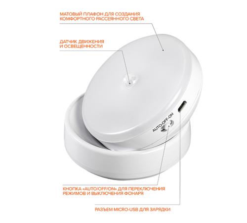 Светильник подсветка беспроводной TS8-L6-Accu-cl хол. свет, PIR - датчик  .5034730  JAZZWAY
