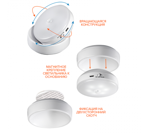 Светильник подсветка беспроводной TS8-L6-Accu-cl хол. свет, PIR - датчик  .5034730  JAZZWAY