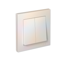 AtlasDesign Жемчуг Выключатель 2-клавишный сх.5, 10АХ, (в сборе с рамкой)  ATN000452  SE